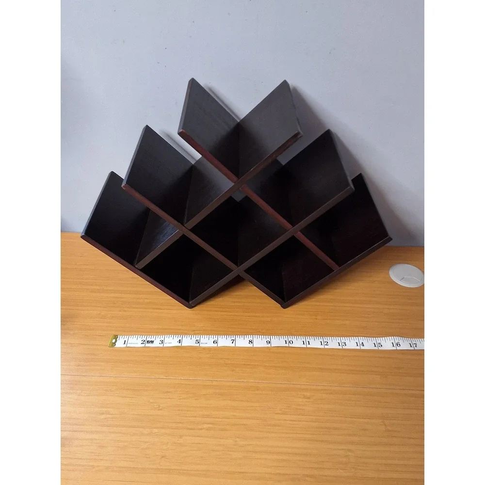 Dark Espresso Wood Wine Rack 8 Countertop Bottle Holder